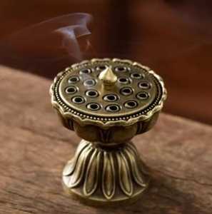 Brûleur d'encens en métal Lotus en gros, brûleur d'encens en alliage de bronze, porte-encens portable, cadeau souvenir - Product Image 4
