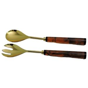 Poignée de gava en résine transparente de nouvelle conception et acier inoxydable avec accessoires de cuisine de serveur de salade plaqués or - Product Image 1