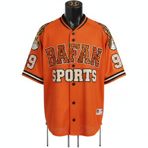 เสื้อยืดผู้ชายผ้าฝ้าย 100% ทรงหลวม พิมพ์ลาย เสื้อเบสบอลชาย ระบายอากาศได้ดี แต่งผ้าตาข่ายโพลีเอสเตอร์ ปักเลื่อม โลโก้เชนีลแบบกำหนดเอง - Product Image 6