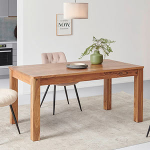 Table de salle à manger extensible en bois d'acacia massif, forme rectangulaire, taille personnalisée, finition brune, pieds pliants, durable, pour la maison, la cuisine, le restaurant - Product Image 1