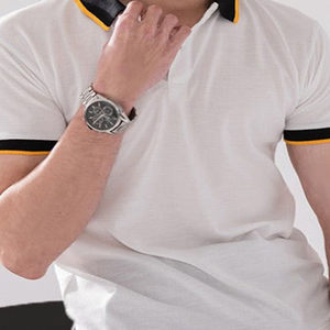 เสื้อโปโลคอวีผู้ชาย สีเบจ ผ้าฝ้าย แขนสั้น ทรงปกติ สวมใส่สบาย สีพื้น ผ้าถัก ระบายอากาศได้ดี - Product Image 5