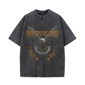 Camiseta personalizada para equipos, 320g, cuello redondo relajado, lavado enzimático, suave, ideal para impresión personalizada, MOQ bajo, camiseta casual para adultos. - Product Image 1