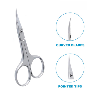 Tijeras Profesionales para Cutículas y Cejas, de Acero Inoxidable con Hoja Curva, para Manicura, Pedicura y Cuidado de Uñas - Product Image 2