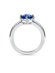 Anillo Solitario Minimalista de Oro Sólido de 14K con Zafiro Azul, Elegante para Uso Diario, Aniversario de Bodas, Joyería con Engaste de Puntas Tipo Brújula - Product Image 4