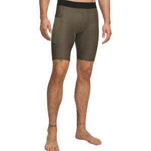 Shorts de course pour hommes à taille mi-haute, compressifs, respirants, écologiques, en tissu peigné imperméable, sans coutures, coupe ajustée, effet froncé aux fesses - Product Image 1