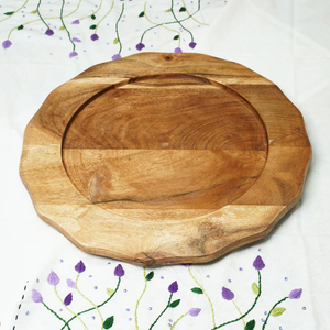 Minimalist Design Durable Wood Charger <b>Plate</b> Dish Solid Wood Charger <b>Plate</b> Traditional Chinese Design Handmade Charger <b>Plates</b> - Product Image 5