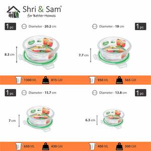 Clickfresh 400มล. 650มล. 950มล. & 1300มล. ภาชนะแก้วและอุปกรณ์ทำขนมที่มีฝาปิดสนิทรูปทรงกลม - Product Image 4
