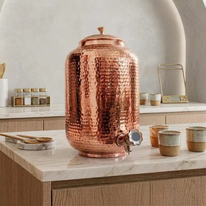 Dispensador de Agua de Cobre con Grifo y Tapa, Servidor de Agua de Cobre Martillado a Mano, Utensilios de Cocina Tradicionales Indios - Product Image 5