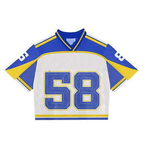 Maillot de football américain vintage pour homme, numéro 58 brodé, col en V en maille, coupe oversize, style hip-hop streetwear, chemise de sport universitaire unisexe - Product Image 1