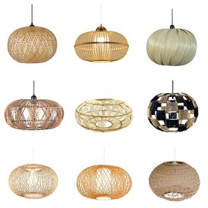 Abat-jour pour lampes de plafond, abat-jour en rotin de bambou, lampes de plafond pour salon - Product Image 1