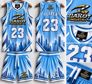 Venta al por Mayor Directa de ZIAKOT INDUSTRY, Jersey de Baloncesto Auténtico con Diseño de Graffiti Personalizado en Rosa, Negro y Azul Claro, con Efecto 3D - Product Image 5