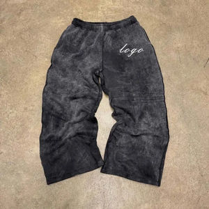 Ensemble de survêtement d'hiver personnalisé 2 pièces, pantalon de jogging délavé effet usé, luxe unisexe, avec strass, 100% coton - Product Image 3