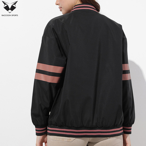 Nouvelle Arrivée Veste universitaire pour femme OEM ODM, couleur unie, bordure contrastante, manches longues, col boutonné, coupe classique, pour l'automne - Product Image 4