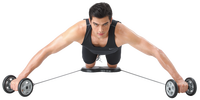 Roue abdominale ALLWINWIN ABW06 - Rouleau séparé avec tube de résistance et genouillère pour entraînement de base et exercices de gym