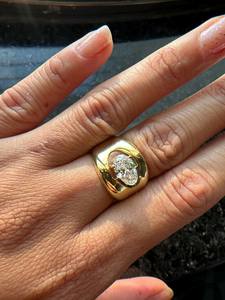 Bague large en moissanite taille ovale pour femme, en argent 925 original plaqué or, bijou unique pour cadeau de mariage ou de mariée - Product Image 4