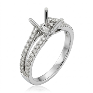 Magnifique bague semi-montée en or blanc massif 18 carats, monture à queue fendue, détails à 4 griffes pour diamant certifié, bijoux fins en gros - Product Image 1