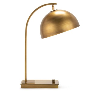 Elegante Lámpara de Mesa de Latón Dorado con Pantalla Blanca para Decoración Moderna del Hogar - Product Image 1