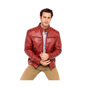 Chaqueta de Motociclista Retro Urbana para Hombre Jaffico International, de Cuero PU, Corte Ajustado, con Cierre, Estilo Casual, para Otoño - Product Image 3