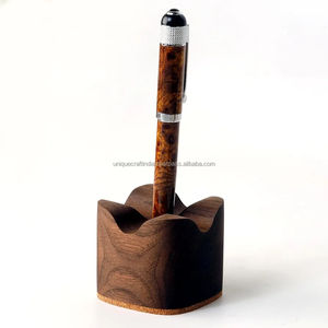 Premium Walnut Wood Single Pen Holder Artistic <b>Desk</b> <b>Accessory</b> for <b>Office</b> Table and Luxury Stationery Display - Product Image 1