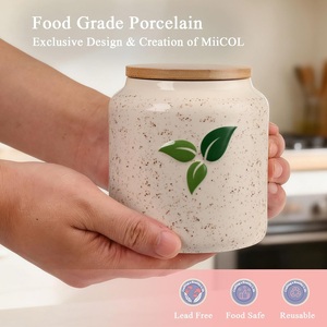Nature Inspired <b>Storage</b> Canister Speckled Finish Airtight Bamboo Lid Stylish Kitchen Organizer Fresh Countertop <b>Storage</b> - Product Image 6