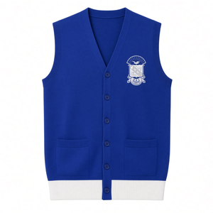 Phi Beta Sigma Royal Blue <b>Men</b> Knitted Sweater Vest Embroidered Crest V Neck Sleeveless <b>Cardigan</b> Letter Pattern Spring <b>Pockets</b> - Product Image 3