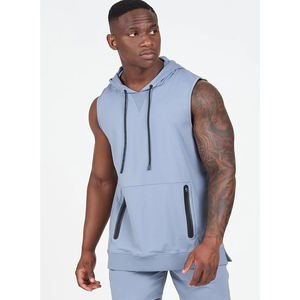 Sudadera con Capucha sin Mangas para Hombre OEM, Spandex/Poliéster, Ligera, Transpirable, de Secado Rápido, Antiarrugas, para Gimnasio y Entrenamiento de Verano - Product Image 1