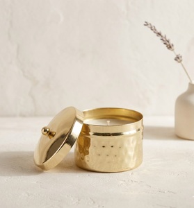 Pot à bougie personnalisé en cuivre brillant à fond incurvé pour bougies parfumées de soja de qualité supérieure, contenant métallique à prix abordable - Product Image 3