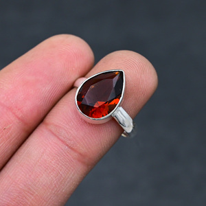 Red <b>Garnet</b> 925 <b>Silver</b> Luxury Gemstone <b>Ring</b> for Party - Product Image 1