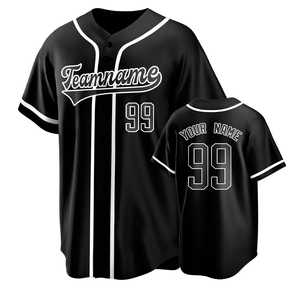 Camiseta de Béisbol Personalizada con Rayas Rojas, Uniforme de Equipo con Botones, Nombre y Número, Estilo Profesional, Venta al Por Mayor - Product Image 2