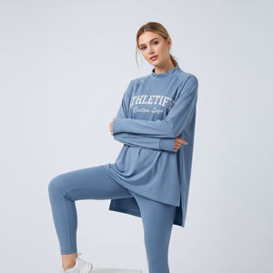 เสื้อทูนิคแขนยาวทรงหลวมสำหรับผู้หญิง ผ้าเจอร์ซีย์ ระบายอากาศได้ดี เป็นมิตรกับสิ่งแวดล้อม เหมาะสำหรับออกกำลังกาย ใส่เล่นกีฬา ใส่ฮิญาบได้ ออกกำลังกายในฟิตเนส - Product Image 1