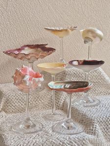 Gobelet à vin ovale en coquillage, fait main, en coquillage naturel du Vietnam, verrerie pour fêtes sur la plage, décoration de mariage, présentation de table, vente en gros - Product Image 4