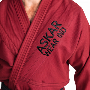 ASKAR Men's <b>Red</b> Judo Gi Uniform Durable Martial Arts Wear Cotton Material Black <b>Belt</b> Included - Product Image 3