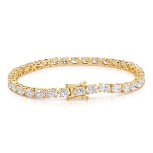 8.2CT East West Oval Cut Lab Grown Diamond Tennis <b>Bracelet</b> 9K Yellow Gold Wholesale Fine Jewelry Manufacturer - Product Image 3