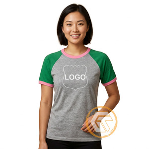 Alpha en gros |   Kapa T-shirt pour femme, vêtements de sororité, jersey de coton, T-shirt respirant de haute qualité, rose et vert - Product Image 1
