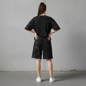 Conjunto Deportivo de Verano para Mujer, 2 Piezas, Camiseta de Manga Corta y Pantalones Cortos, Estilo Urbano, Poliéster/Algodón - Product Image 4