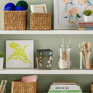 <b>Set</b> of 3 <b>Square</b> Seagrass Baskets with Twisted Rims Handmade Storage Basket Wholesale eco-friendly Made in Vietnam - Product Image 3