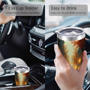Gobelet isotherme en acier inoxydable 20 oz à double paroi avec design d'art urbain automnal - Product Image 4