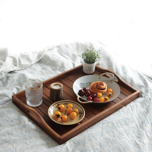 ถาดเสิร์ฟไม้เนื้อแข็งคุณภาพพรีเมียม รูปทรงสี่เหลี่ยมผืนผ้า ขัดเงาแบบธรรมชาติ สำหรับร้านอาหาร โรงแรม บ้าน ใช้เสิร์ฟขนม ชา จำนวนมาก - Product Image 2