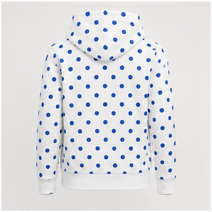 Sudadera con Capucha Personalizada Blanca para Mujer, Corte Recto y Relajado, con Puntos de Polka Espaciados Uniformemente, Algodón Suave Interlock WPHOOD-0010 - Product Image 2