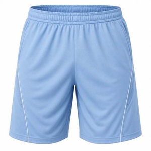 Shorts de sport gris pour homme, à séchage rapide, taille élastique, couleur unie, décontractés, en polyester tricoté, longueur courte - Product Image 3