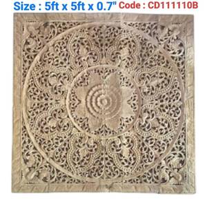 Paneles Decorativos de Madera de Teca Grabados, Cuadrados, de 1.5 m, para Colgar en la Pared, 100% Hechos a Mano, de Alta Resistencia, Ecológicos, Decoración Clásica para el Hogar TH - Product Image 2