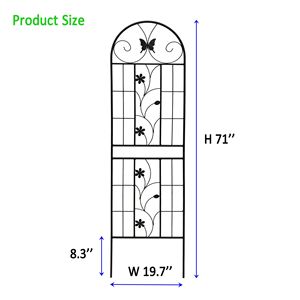 Set di 2 tralicci da giardino in metallo neri antiruggine da 180 cm x 50 cm per piante rampicanti, supporto per fiori da esterno - Product Image 4