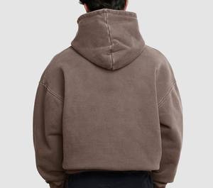 เสื้อฮู้ดดี้ทรงปกติสำหรับผู้ชาย สไตล์สตรีทแวร์ ผ้าคอตตอน 100% หนานุ่ม ซักกรดแบบพิเศษ สำหรับฤดูหนาว ผลิตโดยผู้ผลิต OEM - Product Image 2