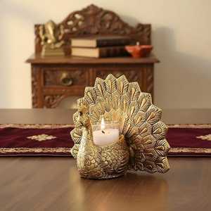 Iron Peacock <b>Tealight</b> <b>Holder</b> | Handmade Indian Home Decor Christmas & Easter Table Centerpiece - Product Image 1