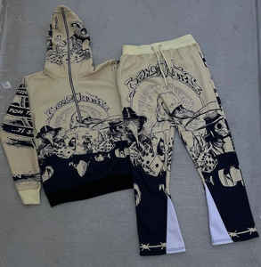 Sweats à capuche et sweat-shirts à capuche thermiques en coton à manches longues pour hommes ensemble de pantalons de survêtement automne hiver deux pièces par sublimation - Product Image 1