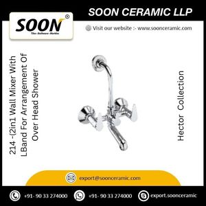 214 2in 1 wall Mixer With L Bend for Arrangement Of Overhead Shower Tap Single Handle Ceramic Valve Core Watermark - Product Image 6