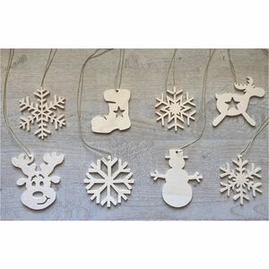 Etiquetas Colgantes de Madera Pintables con Forma de Muñeco de Nieve |   Kit de Manualidades Navideñas para Niños |   Adornos de Madera Natural en Blanco para Decoración Navideña - Product Image 5