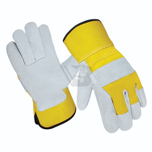Guantes de trabajo de palma doble de cuero gris de alta calidad OEM para hombre, hechos en Pakistán, guantes de soldadura. - Product Image 5