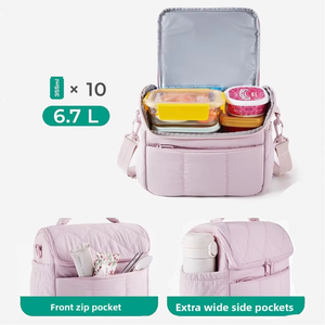 Multi-Functional 6.7L <b>Insulated</b> <b>Lunch</b> Carrier with High-Density Fabric and Sturdy Zippers Lightweight Food Tote - Product Image 5