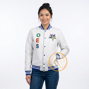 Customized Order Eastern <b>Star</b> Satin Embroidered Quilted Varsity <b>Jacket</b> High Quality Breathable Waterproof Windproof 100% Women's - Product Image 3